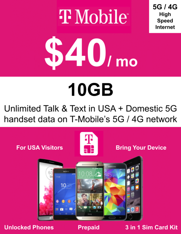 T-MOBILE PREPAID 10GB PREPAID PLAN