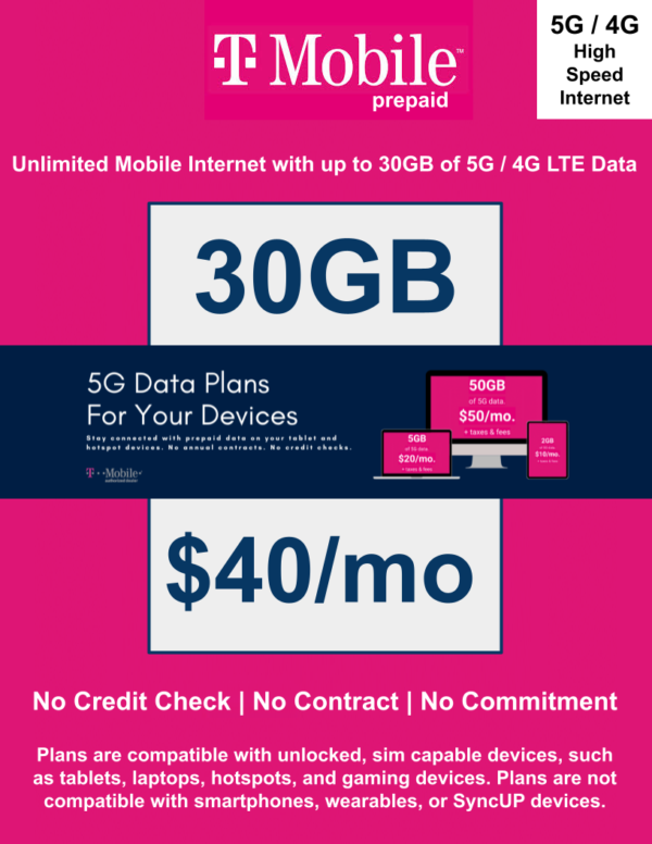 T-MOBILE PREPAID INTERNET 30GB PLAN