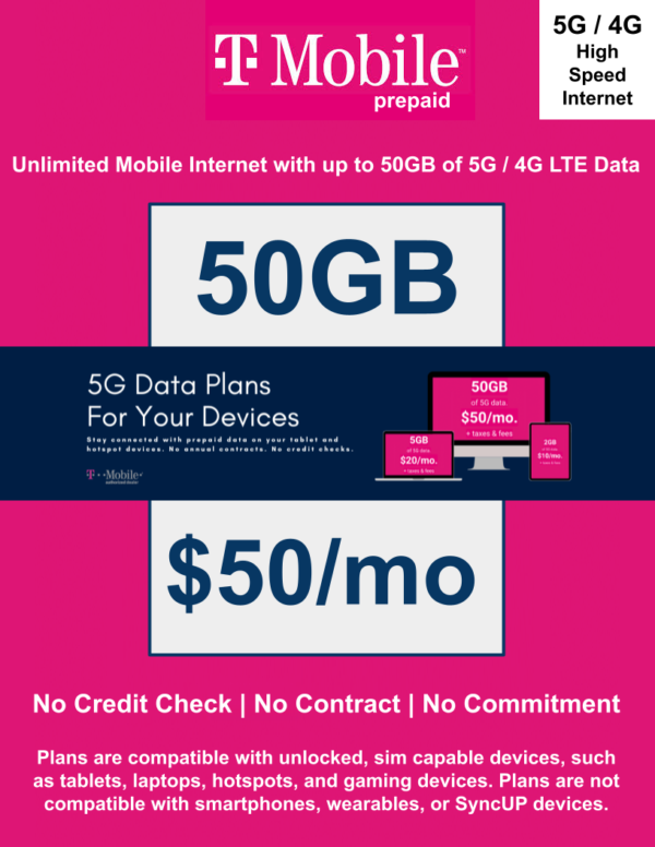 T-MOBILE PREPAID INTERNET 50GB PLAN