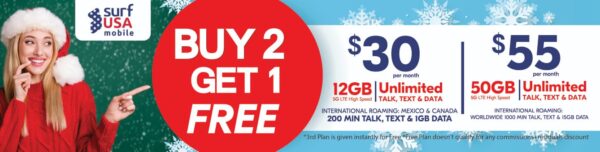 SURF USA MOBILE 12GB NORTH AMERICA UNLIMITED BUY 2 GET 1 FREE - Image 2